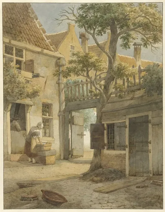 Framed Print : Courtyard in Amsterdam, 1814. Creator: Daniel Kerkhoff Framed Print : Courtyard in Amsterdam, 1814. Creator: Daniel Kerkhoff