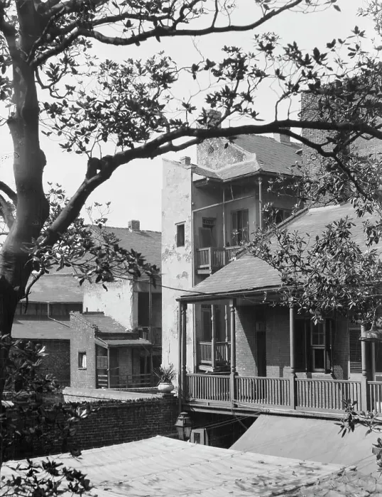 Framed Print : Courtyard balconies and upper levels of houses, New Orleans, between 1920 and 1926. Creator: Arnold Genthe