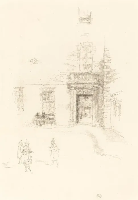 Framed Print : Courtyard, Chelsea Hospital, 1888. Creator: James Abbott McNeill Whistler Framed Print : Courtyard, Chelsea Hospital, 1888. Creator: James Abbott McNeill Whistler