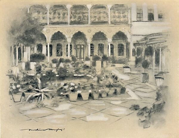 Courtyard in Damascus, 1903. Artist: Mortimer L Menpes