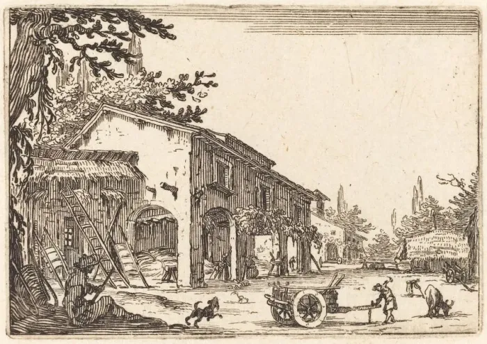 Framed Print : Courtyard of a Farm, c. 1622. Creator: Jacques Callot Framed Print : Courtyard of a Farm, c. 1622. Creator: Jacques Callot