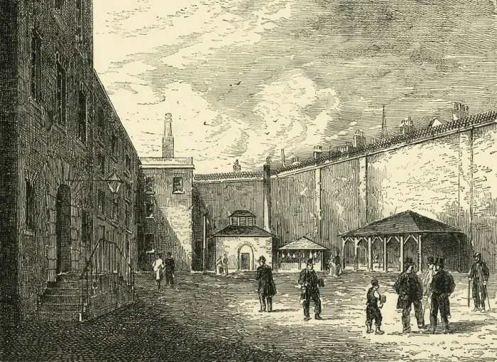 Framed Print : Courtyard in the Fleet Prison, (c1872). Creator: Unknown Framed Print : Courtyard in the Fleet Prison, (c1872). Creator: Unknown