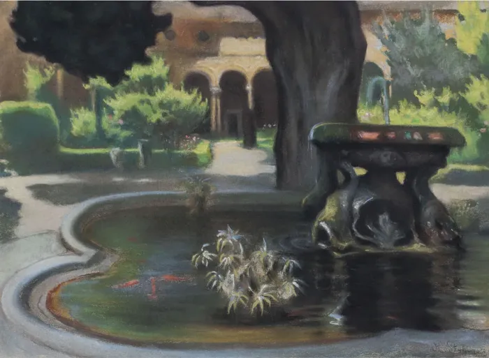 Framed Print : The Courtyard with the Fountain, 1924 Framed Print : The Courtyard with the Fountain, 1924