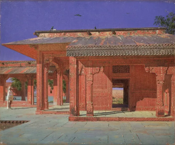 Framed Print : Courtyard of the Harem in the Fatehpur Sikri Imperial Palace, 1874-1876. Artist: Vereshchagin, Vasili Vasilyevich (1842-1904) Framed Print : Courtyard of the Harem in the Fatehpur Sikri Imperial Palace, 1874-1876. Artist: Vereshchagin, Vasili Vasilyevich (1842-1904)