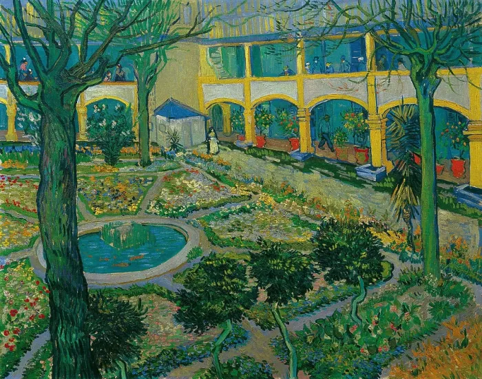 Framed Print : The Courtyard of the Hospital at Arles, 1889. Creator: Gogh, Vincent, van (1853-1890) Framed Print : The Courtyard of the Hospital at Arles, 1889. Creator: Gogh, Vincent, van (1853-1890)