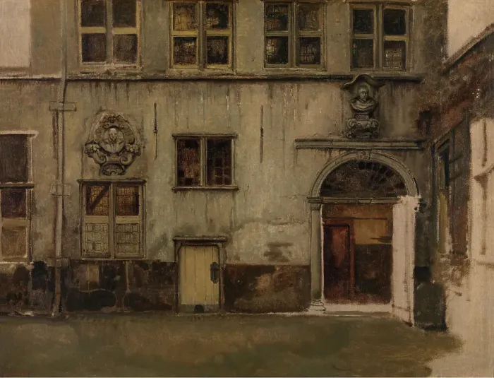 Framed Print : Courtyard of the house of Christoffel Plantin, c1860s. Creator: Jan August Hendrik Leys Framed Print : Courtyard of the house of Christoffel Plantin, c1860s. Creator: Jan August Hendrik Leys