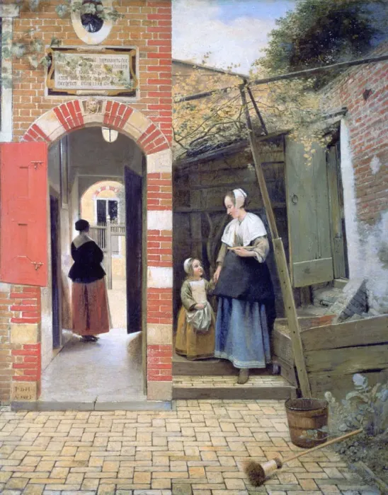 Framed Print : Courtyard of a house in Delft, 1658. Artist: Pieter de Hooch Framed Print : Courtyard of a house in Delft, 1658. Artist: Pieter de Hooch