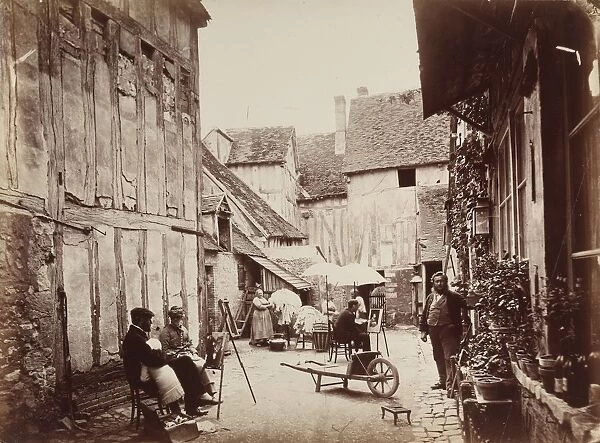 Courtyard with Painters, late 1860s. Creator: Unidentified Photographer