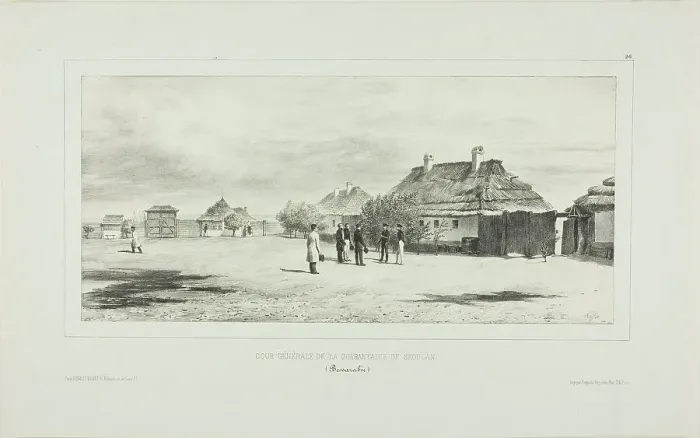 Framed Print : Courtyard of the Quarantine General, Skoulani, Bessarabia, 1839. Creator: Auguste Raffet Framed Print : Courtyard of the Quarantine General, Skoulani, Bessarabia, 1839. Creator: Auguste Raffet