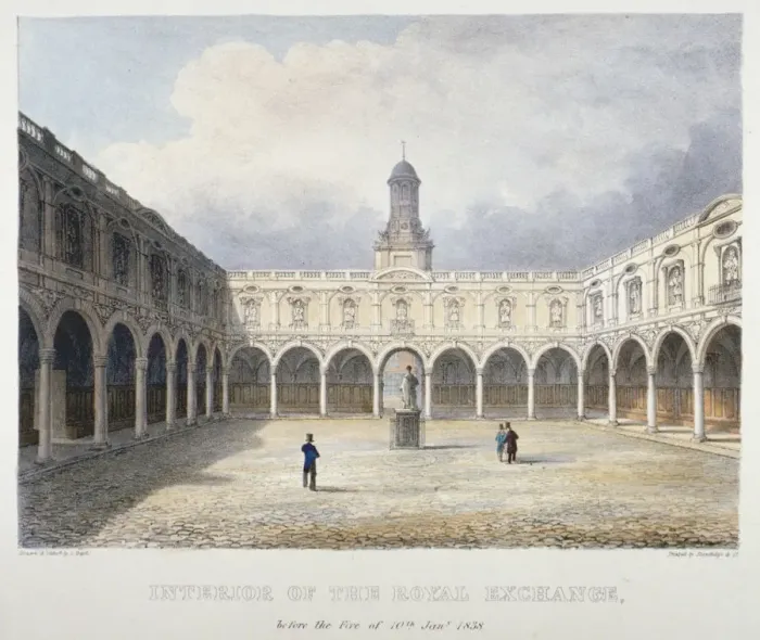 Framed Print : Courtyard of the Royal Exchange, City of London, 1838. Artist Framed Print : Courtyard of the Royal Exchange, City of London, 1838. Artist