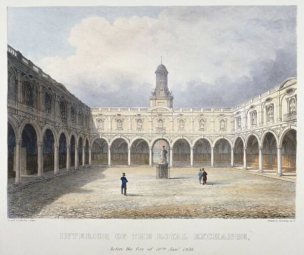 Courtyard of the Royal Exchange, City of London, 1838. Artist