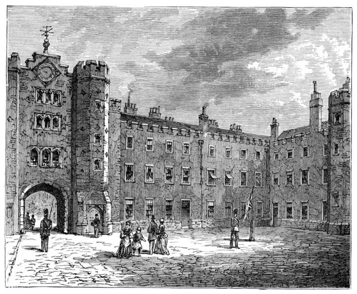 Framed Print : Courtyard of St Jamess Palace, 1900 Framed Print : Courtyard of St Jamess Palace, 1900
