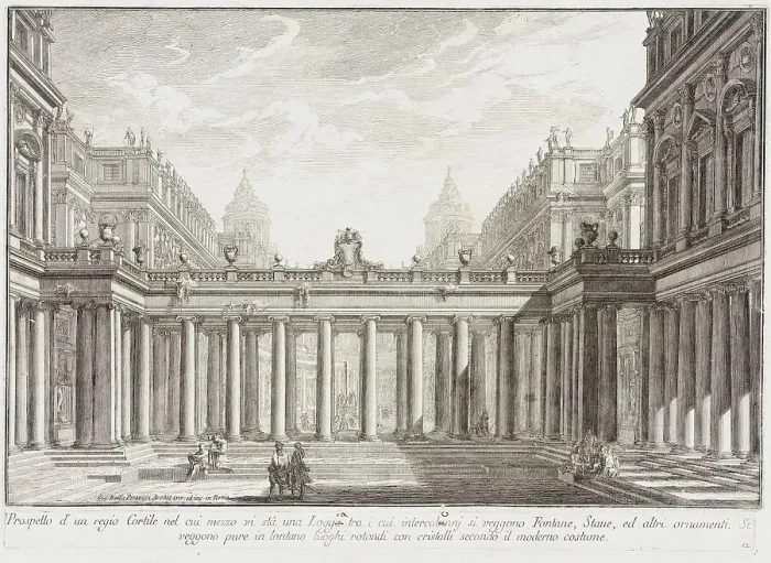 Framed Print : Courtyard Surrounded by Porticoes, c1743. Creator: Giovanni Battista Piranesi Framed Print : Courtyard Surrounded by Porticoes, c1743. Creator: Giovanni Battista Piranesi