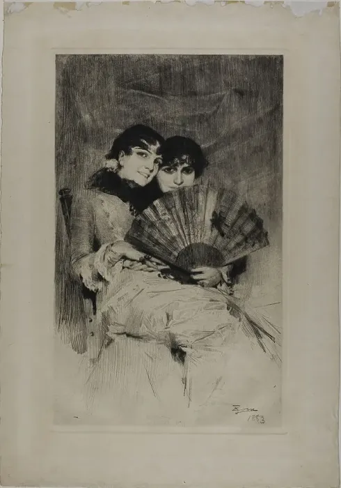 Framed Print : The Cousins, 1883. Creator: Anders Leonard Zorn