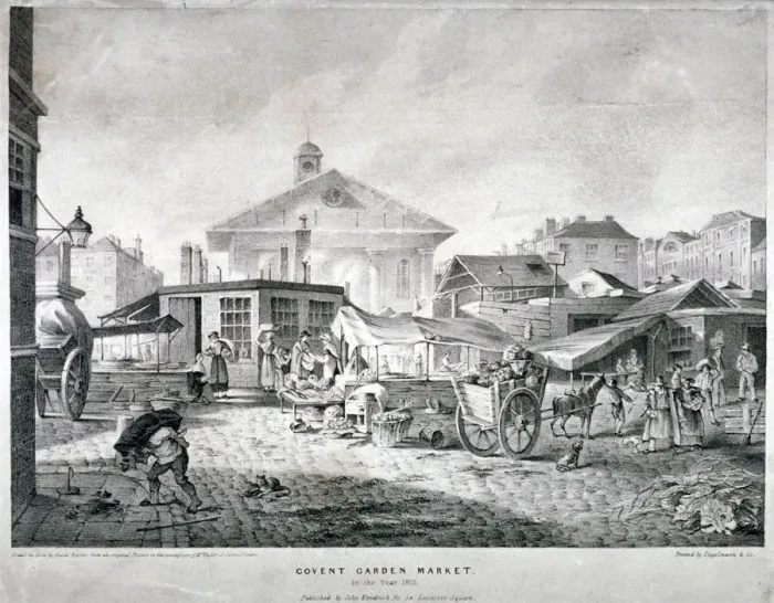 Framed Print : Covent Garden Market, Westminster, London, 1815. Artist: Engelmann and Company Framed Print : Covent Garden Market, Westminster, London, 1815. Artist: Engelmann and Company