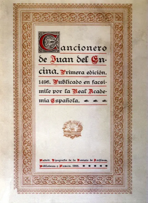 Framed Print : Cover Cancionero (Song book) by Juan de la Encina, facsimile reproduction, 1928 Framed Print : Cover Cancionero (Song book) by Juan de la Encina, facsimile reproduction, 1928