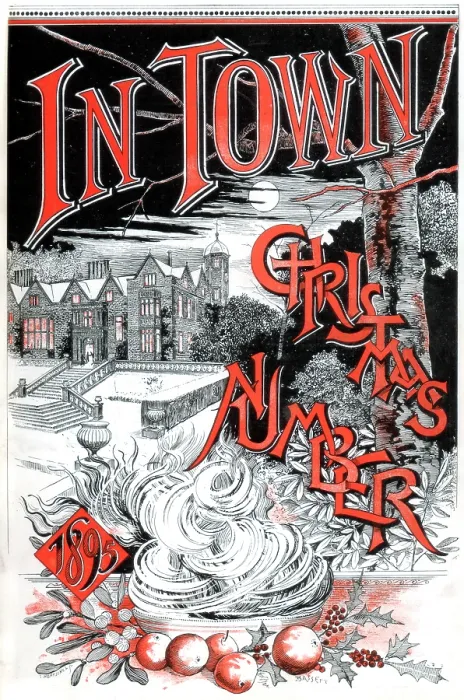 Framed Print : Front cover of the Christmas number of 'In Town' magazine, 1895. Creator: Carl Hentschel Framed Print : Front cover of the Christmas number of 'In Town' magazine, 1895. Creator: Carl Hentschel