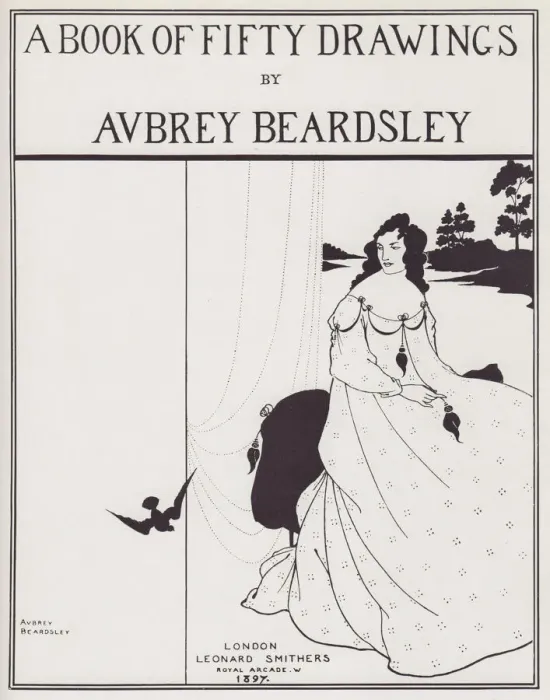 Framed Print : Cover Design for A Book of Fifty Drawings, 1897. Creator: Aubrey Beardsley Framed Print : Cover Design for A Book of Fifty Drawings, 1897. Creator: Aubrey Beardsley