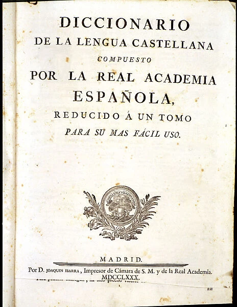 Cover of the Dictionary of the Spanish language, composed by the Royal Spanish Academy