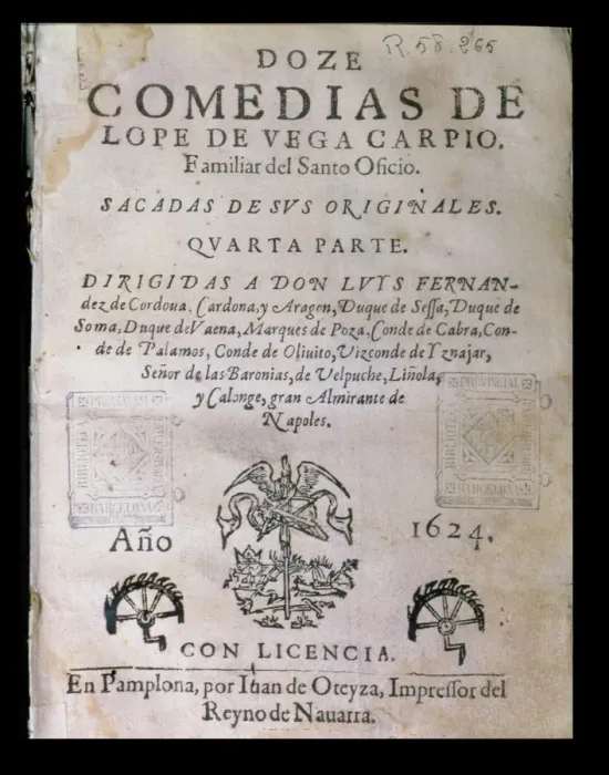 Framed Print : Cover Doce comedias (Twelve comedies) by Lope de Vega, published in 1624 in Pamplona Framed Print : Cover Doce comedias (Twelve comedies) by Lope de Vega, published in 1624 in Pamplona