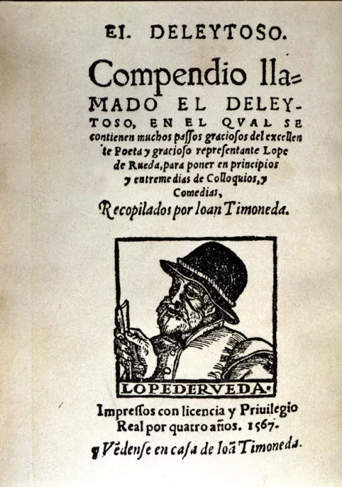 Framed Print : Cover of the edition of El deleytoso by Lope de Rueda, printed in Valencia, 1567 by Joan Timoneda Framed Print : Cover of the edition of El deleytoso by Lope de Rueda, printed in Valencia, 1567 by Joan Timoneda