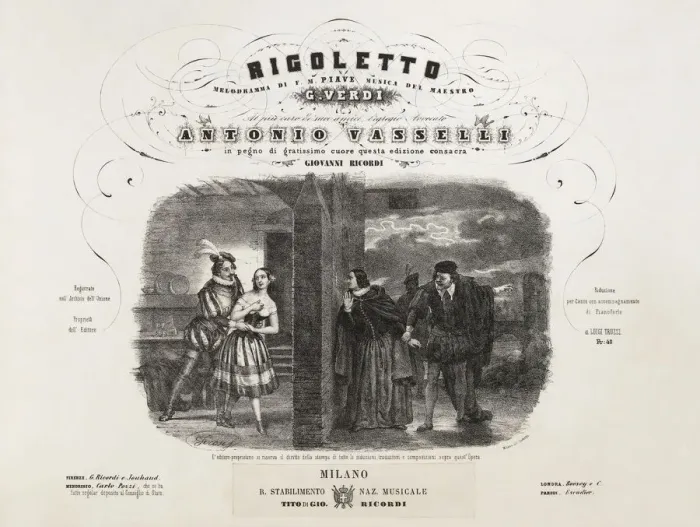 Framed Print : Cover of the first edition of the vocal score of opera Rigoletto by Giuseppe Verdi, 1852 Framed Print : Cover of the first edition of the vocal score of opera Rigoletto by Giuseppe Verdi, 1852