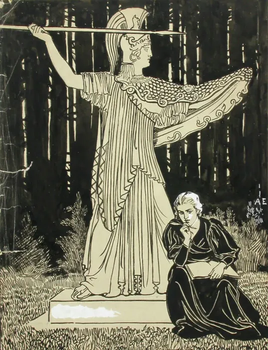 Framed Print : Cover image of the Ateneum magazine, published by Wentzel Hagelstam, 1898. Creator: Albert Edelfelt Framed Print : Cover image of the Ateneum magazine, published by Wentzel Hagelstam, 1898. Creator: Albert Edelfelt