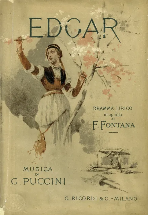 Framed Print : Cover of the libretto for the opera Edgar by Giacomo Puccini, 1888. Creator: Zuccarelli, Giovanni (1846-1897) Framed Print : Cover of the libretto for the opera Edgar by Giacomo Puccini, 1888. Creator: Zuccarelli, Giovanni (1846-1897)