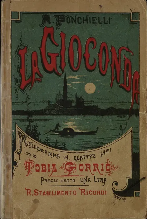 Framed Print : Cover of the libretto for the opera La Gioconda by Amilcare Ponchielli, 1876. Creator: Anonymous Framed Print : Cover of the libretto for the opera La Gioconda by Amilcare Ponchielli, 1876. Creator: Anonymous