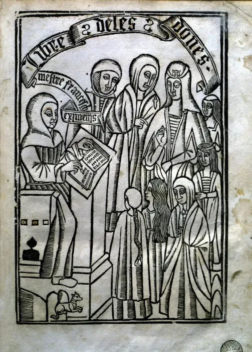 Framed Print : Cover of Llibre de les dones (Book of the women) where the Franciscan Eiximenis Framed Print : Cover of Llibre de les dones (Book of the women) where the Franciscan Eiximenis