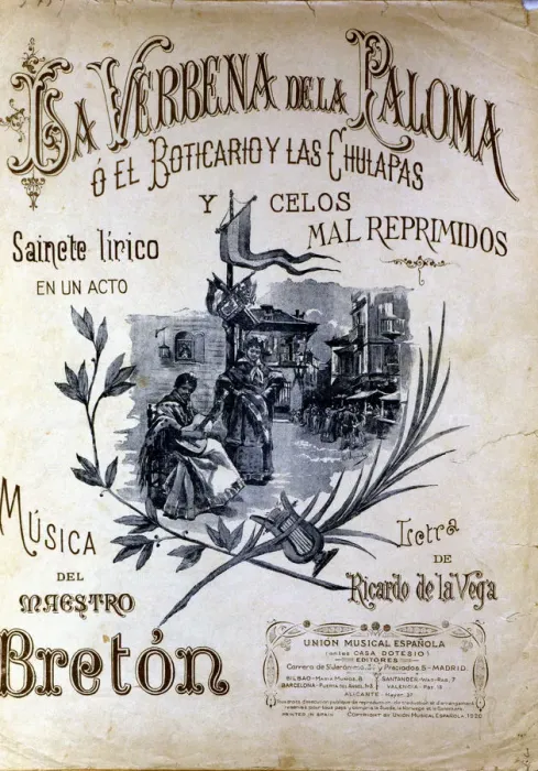 Framed Print : Cover of the operetta La Verbena de la Paloma, 1893, Tomas Breton composers work Framed Print : Cover of the operetta La Verbena de la Paloma, 1893, Tomas Breton composers work