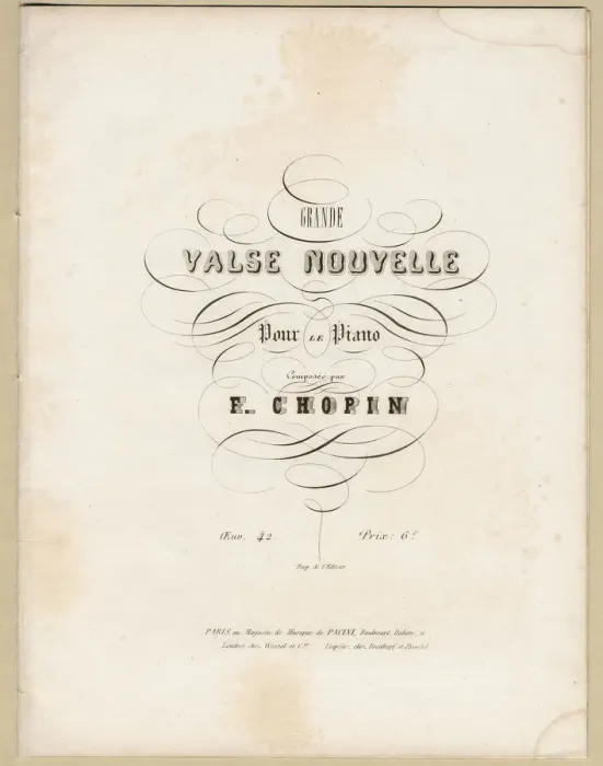 Framed Print : Cover page of first edition of the Grande Valse Nouvelle in A-flat Major, Op. 42, 1840 Framed Print : Cover page of first edition of the Grande Valse Nouvelle in A-flat Major, Op. 42, 1840