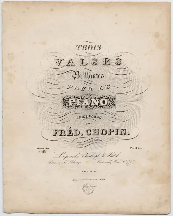 Framed Print : Cover page of the first German edition of the Trois Valses Brillantes, Breitkopf & Hartel, 1838 Framed Print : Cover page of the first German edition of the Trois Valses Brillantes, Breitkopf & Hartel, 1838