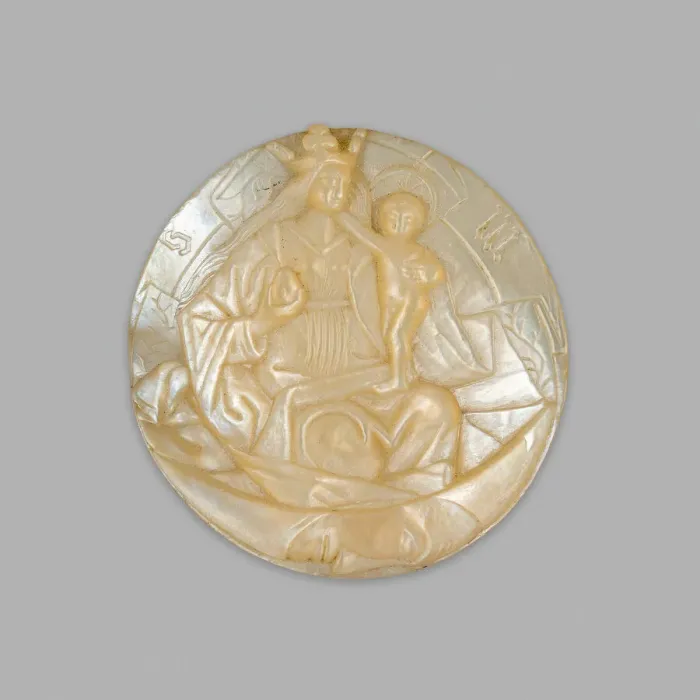 Framed Print : Cover of a Reliquary Container with the Virgin and Child on the Crescent Moon, about 1480 Framed Print : Cover of a Reliquary Container with the Virgin and Child on the Crescent Moon, about 1480