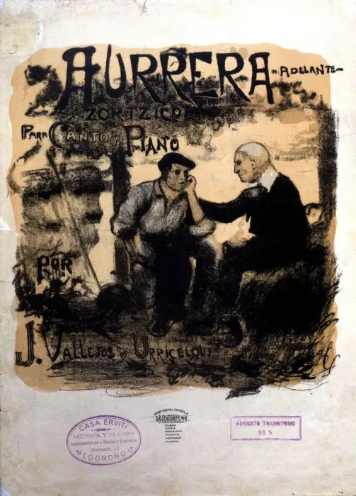 Framed Print : Cover of the score Aurrera, Zortziko of 1920 by J. Vallejos y Urricelqui Framed Print : Cover of the score Aurrera, Zortziko of 1920 by J. Vallejos y Urricelqui