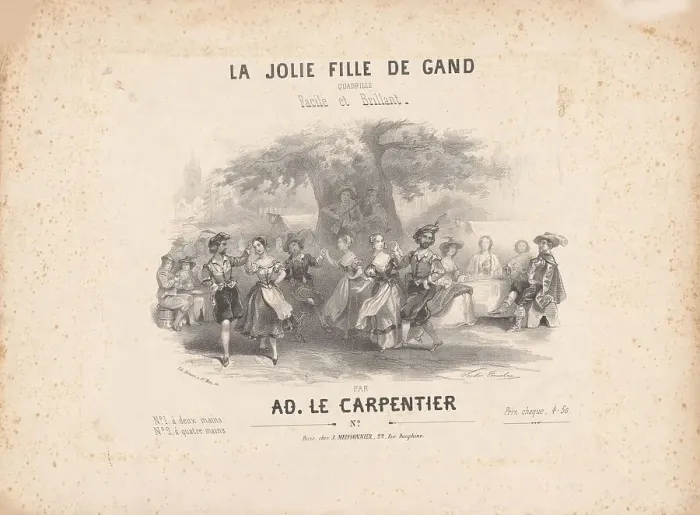 Framed Print : Cover of the score of the ballet La jolie fille de Gand by Adolphe Adam, 1842. Creator: Coindre, Victor (1816-1896) Framed Print : Cover of the score of the ballet La jolie fille de Gand by Adolphe Adam, 1842. Creator: Coindre, Victor (1816-1896)