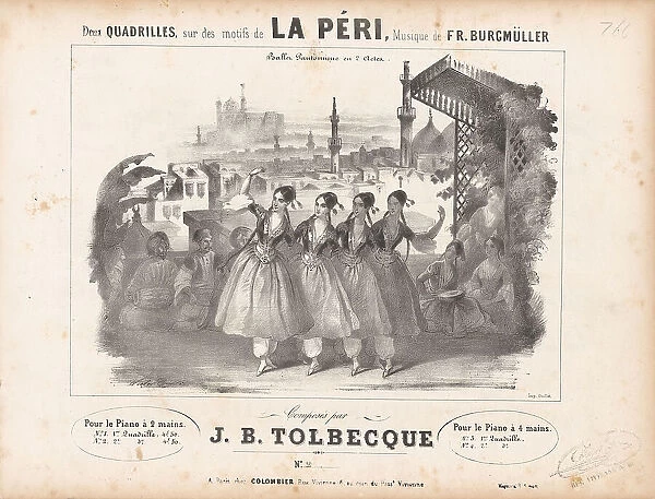Cover of the score of the Ballet La Péri by Friedrich Burgmüller, 1843. Creator: Coindre, Victor (1816-1896)
