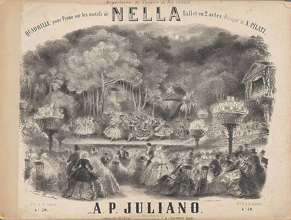 Cover of the score of the ballet Nella by Auguste Pilati, 1857. Creator: Coindre, Victor (1816-1896)