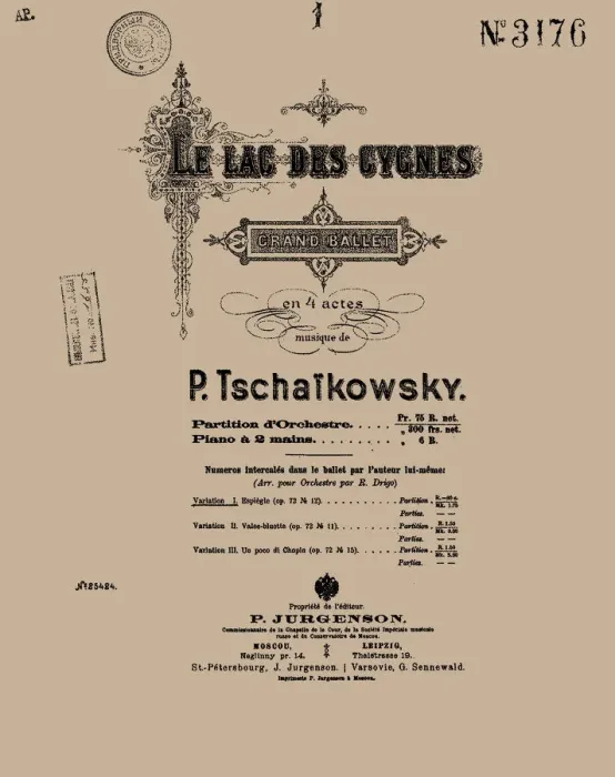 Framed Print : Cover of the score of the ballet Swan Lake by Pyotr Tchaikovsky, 1900