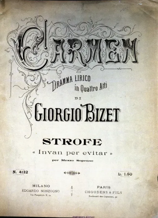 Framed Print : Cover of the score of the opera Carmen by Giorgio Bizet, Italian edition from 1920 Framed Print : Cover of the score of the opera Carmen by Giorgio Bizet, Italian edition from 1920
