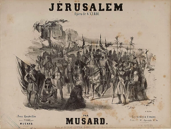 Cover of the score of the opera Jérusalem by Giuseppe Verdi, 1847. Creator: Bour, Charles (1814-1881)