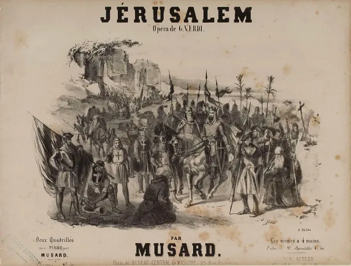 Framed Print : Cover of the score of the opera Jérusalem by Giuseppe Verdi, 1847. Creator: Bour, Charles (1814-1881) Framed Print : Cover of the score of the opera Jérusalem by Giuseppe Verdi, 1847. Creator: Bour, Charles (1814-1881)