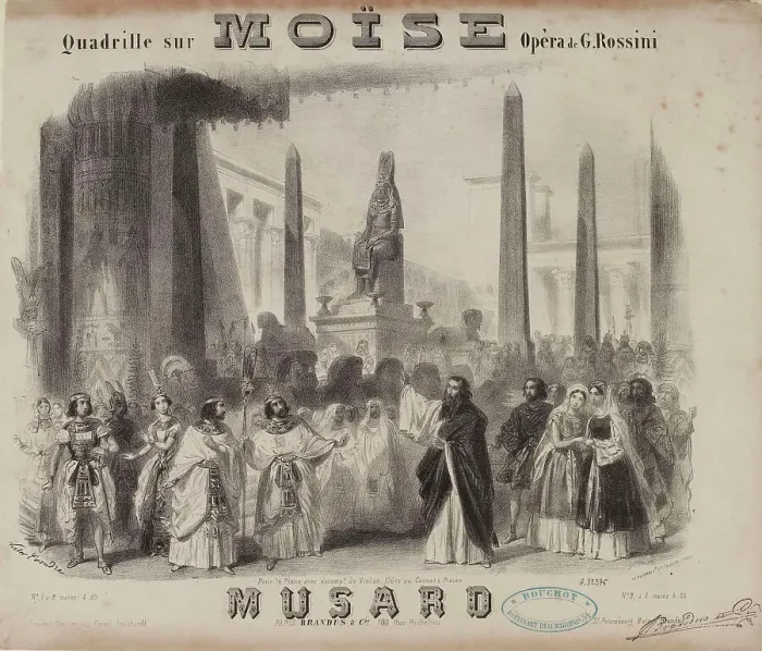 Framed Print : Cover of the score of the opera Moïse et Pharaon by Gioacchino Rossini. Creator: Coindre, Victor (1816-1896) Framed Print : Cover of the score of the opera Moïse et Pharaon by Gioacchino Rossini. Creator: Coindre, Victor (1816-1896)