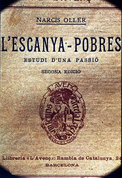Cover of the second printed edition in Barcelona in 1909 of the work L Escanya Pobre