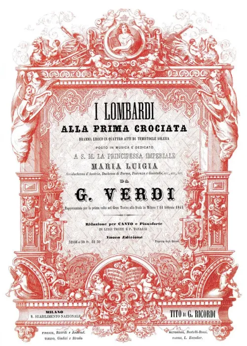 Framed Print : Cover of the vocal score of opera I Lombardi alla prima crociata by Giuseppe Verdi, 1861 Framed Print : Cover of the vocal score of opera I Lombardi alla prima crociata by Giuseppe Verdi, 1861
