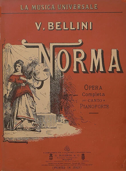 Cover of the vocal score of opera Norma by Vincenzo Bellini, 1890s. Creator: Anonymous