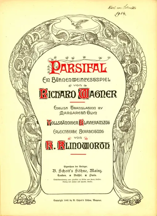 Framed Print : Cover of the vocal score of opera Parsifal by Richard Wagner, 1902 Framed Print : Cover of the vocal score of opera Parsifal by Richard Wagner, 1902