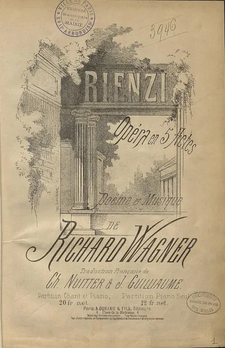 Framed Print : Cover of the vocal score of opera Rienzi, the last of the tribunes by Richard Wagner, 1890s. Creator: Anonymous. Cover of the vocal score of opera Rienzi, the last of the tribunes by Richard Wagner, 1890s. Creator: Anonymous Framed Print : Cover of the vocal score of opera Rienzi, the last of the tribunes by Richard Wagner, 1890s. Creator: Anonymous. Cover of the vocal score of opera Rienzi, the last of the tribunes by Richard Wagner, 1890s. Creator: Anonymous