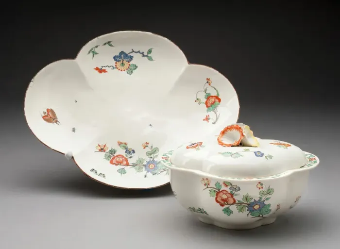 Framed Print : Covered Bowl and Stand, Chantilly, c. 1735. Creator: Chantilly Porcelain Manufactory Framed Print : Covered Bowl and Stand, Chantilly, c. 1735. Creator: Chantilly Porcelain Manufactory