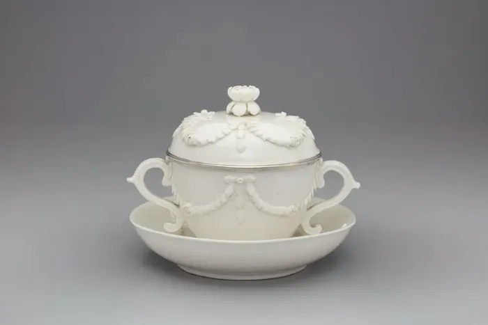 Framed Print : Covered Bowl and Stand, Mennecy, c. 1750. Creator: Mennecy Porcelain Factory Framed Print : Covered Bowl and Stand, Mennecy, c. 1750. Creator: Mennecy Porcelain Factory